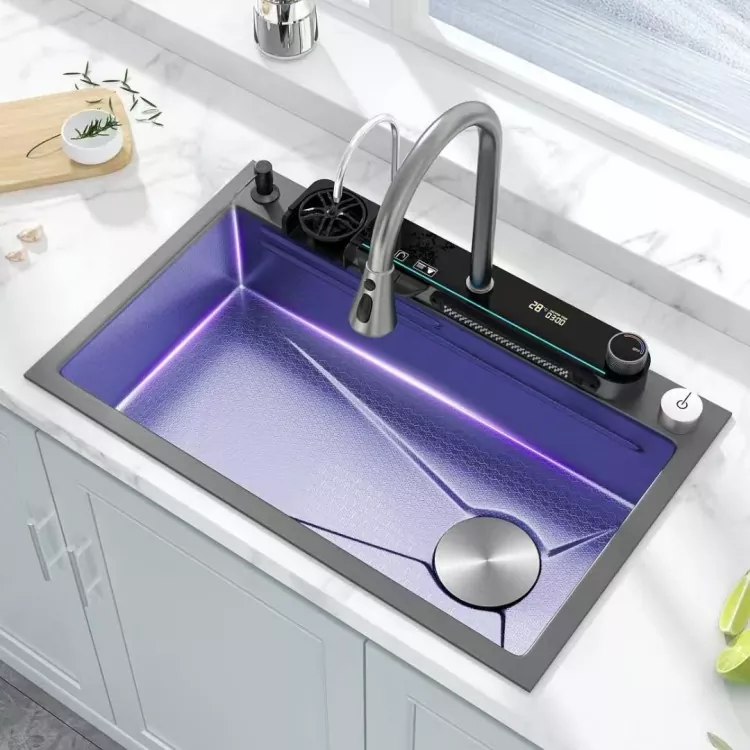 Smart-Digitalanzeige-Wasserhahn aus Edelstahl